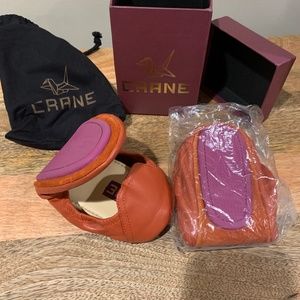 Crane tangerine foldable flats size 9 brand new